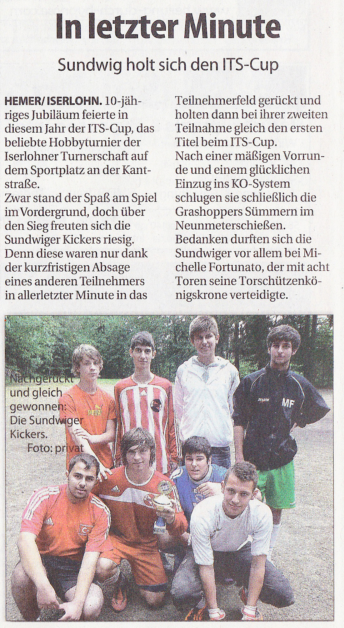 Stadtspiegel bericht its cup 2011 retina